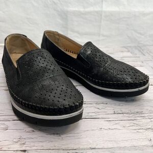 VANGELO Metallic Faux Leather Platform Slip on Loafers